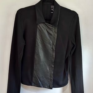 Majestic | Moto Jacket | Cotton Cashmere | Perforated Leather Panel | Size 2